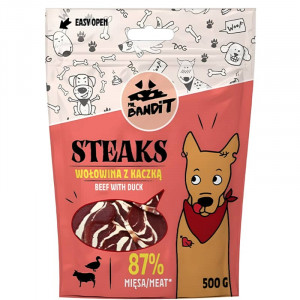MR.BANDIT STEAKS BEEF DUCK gardums suņiem Liellops, pīle 500g